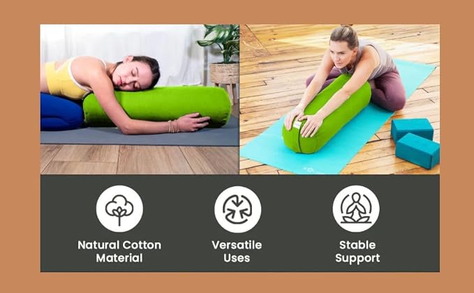 Round Bolster Cover Cervical Neck Roll Cotton Pillowcase for Cylindrical Pillow with Drawstring Closure Neck Pillow case 6" x 18" (15 x 45 cm) Bottle Green