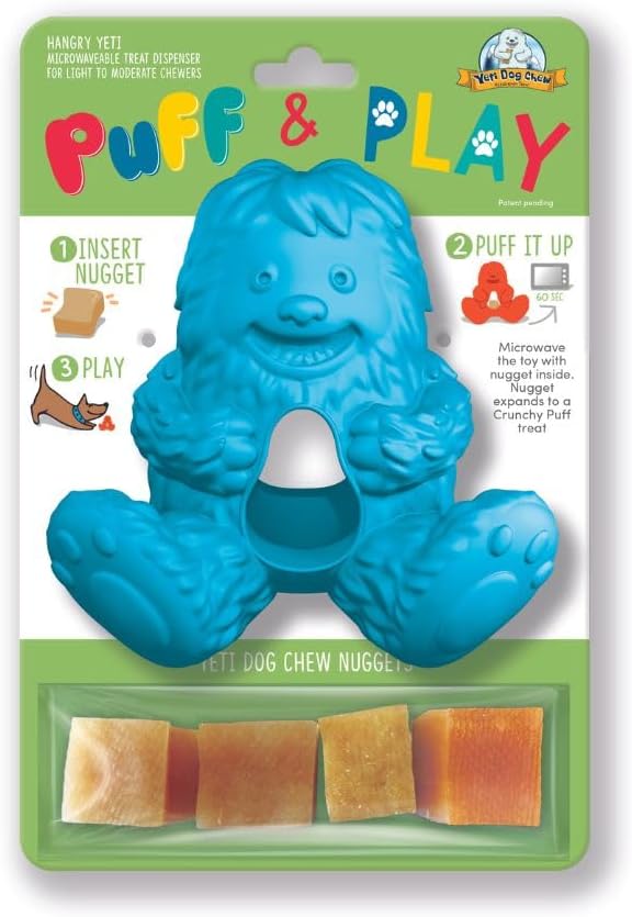 Yeti Puff & Play Interactive Dog Toy, Nugget Treat Dispenser, Blue Yeti