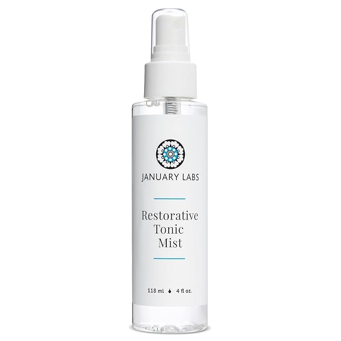 January Labs - Restorative Tonic Mist, Hydro Boost Facial Toner for All Skin Types, Refreshing & Lightweight Antioxidant Face Mist Hydrating Spray, 4 Ounce Bottle