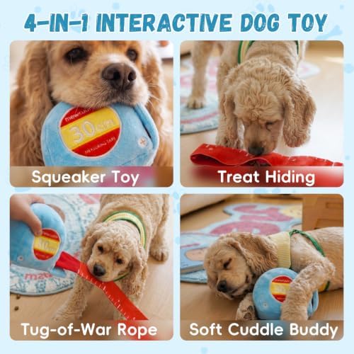 MewaJump Puzzle Enrichment Dog Toys, Squeaky Plush Toy for Boredom,4-in-1 Interactive Dog Toy to Keep Them Busy