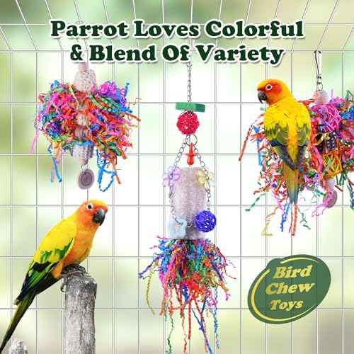 Bird Toys, Parakeet Foraging Toy, Hanging Chewing Toy, Bird Cage Accessories – Suitable for Cockatiels, Budgies, Lovebirds, Conures and Other Small Parrots
