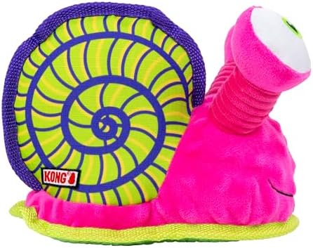 KONG Tropics Rattlez Dog Toy – Durable Plush with Rattle & Crinkle Sounds, Multi-Texture Interactive Enrichment Toy for Dogs (Snail, Medium/Large)