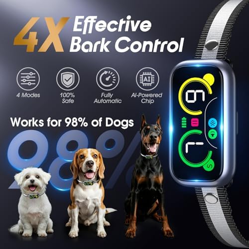 generic Smart Dog Bark Collar with Advanced Detection, Anti Barking Devices (Metalic)