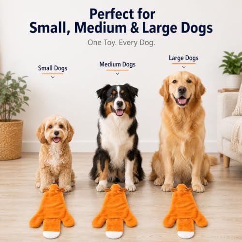 Interactive Crinkle Fox Dog Toy – No Stuffing Plush Squeaky Pet Toy (22"x8.5"), Tear-Resistant Reinforced Stitching, Odor-Free Chew Toy, Keeps Them Busy for Small, Medium & Large Dogs