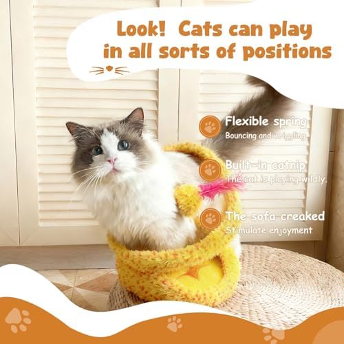 Cat Interactive Toy: Green Spiral Spring Snake with Catnip - Indoor Cat Toy with Rattling Stones, Fun Cat Springs for Playful Kittens & Adult Cats (Green)