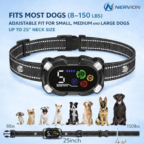 Dog Bark Collar for Small Medium Large Dogs,No Bark Collar, Smart Barking Collar, Automatic Anti Bark Device with Beep,Vibration & Static,Rechargeable IP67 Waterproof,5 Sensitivity Levels