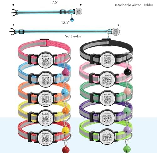 3 Pack -smart ID tag with Breakaway Cat Collars with Bell Reflective Strap, Lightweight Kitty Kitten Collars Pink Blue Collar for Female Girl Cats Male Boy Cats(Black & Blue & Pink)