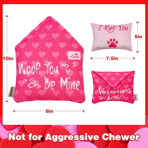 Valentine's Day Dog Toys, Squeaky Dog Toys with Crinkle for Dog Valentine's Day Gifts, Love Letter Toys for Small and Medium Dogs