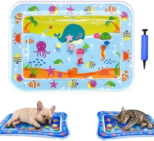2026 Upgraded Thickened Cat Water Sensory Mat Interactive Toy Cooling Pad Indoor Exercise Hunting Anti-Scratch Leak Proof Foldable Portable Summer Floating Fish Pet Ball Play(1PCD)