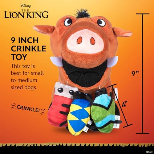 Disney for Pets Pumbaa Burrow Dog Toy with Mini Removable Plushes 9in Dog Toys | Plush Toy for Dogs Inspired by Pumbaa from The Lion King with Crinkle