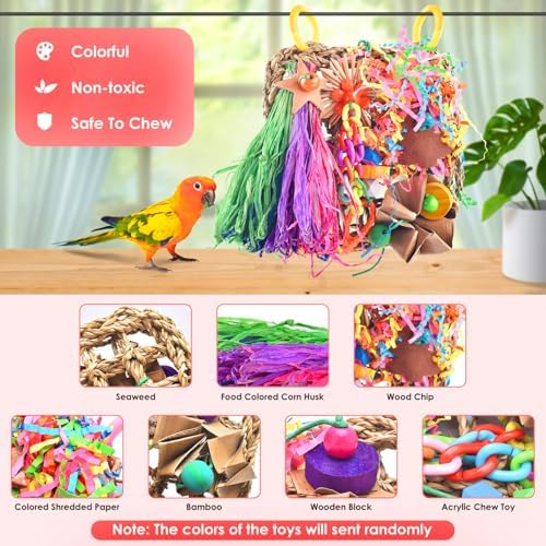 KATUMO Bird Toys, Grass Mat Foraging Chew Toy for Parakeet Cockatiel