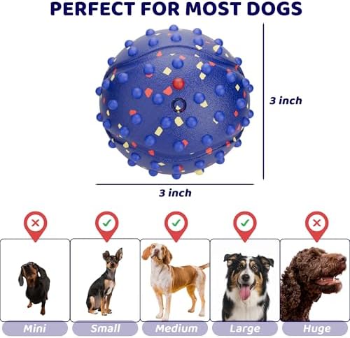 Interactive Dog Balls, Durable Motion Activated Automatic Rolling Ball for Aggressive Chewers, Indestructible Dog Toy Ball for Training Dog Catch and Fetch, Large Medium Small Dog (3in, Blue)