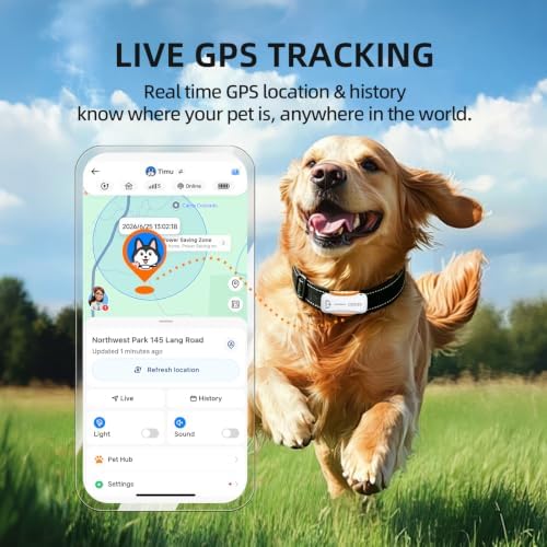 DBDD GPS Dog Tracker, 12-Mo Sub, Real-Time Loc, E-Fence, Health Monitor