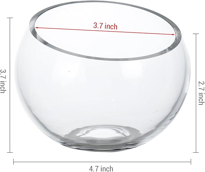 MyGift 5 Inch Clear Glass Round Bowl Air Plant Terrariums, Set of 4 | Versatile glass vessels showcase plants, candles, and decorative accents for weddings, events, shelves, and tabletop displays