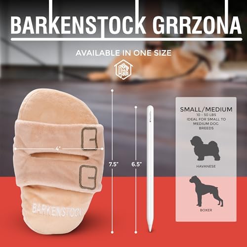 Barkenstock Grrrzona – Luxurious Parody Plush Dog Toy with Squeaker, Premium Fabric, Embroidered Details, Designer-Inspired Chew Toy, Fun Gift for Medium Dogs & Dog Lovers