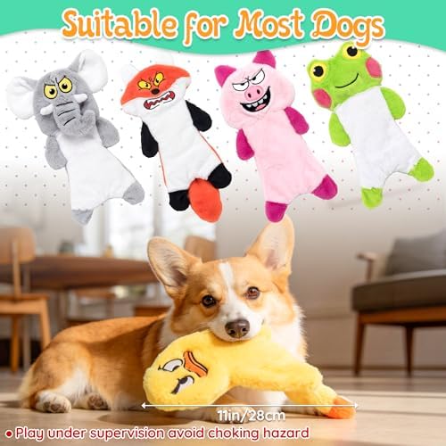 LECHONG No Stuffing Dog Toys to Keep Them Busy, 5pcs Dog Squeaky Toys for Small and Medium Dogs, Puppy Toys with Light, Interactive Dog Toys for Boredom and Teething