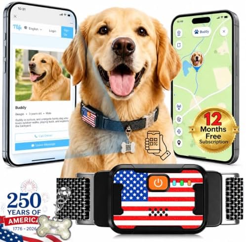 Smart Dog GPS Tracker, Complimentary 12-Month Subscription, Live Pet Tracker with Virtual Fence, Dog Tracker for Dogs with Health & Behavior Monitoring, Escape Alerts, with Virtual Fence, Black