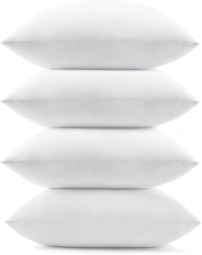 puredown® 12x20 Feather Down Pillow Inserts, Lumbar Pillow Inserts, 4 Pack | Natural Feather Down, Choppable & Decorative, Down-Proof Cover, Throw Pillow Insert for Couch, Chairs, Bed, Sofa, Office