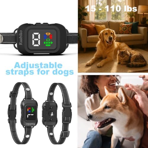 No Shock Ultrasonic Dog Bark Collar, 6 Modes 7 Sensitivity, Type-C Rechargeable Anti Barking Collar for Small Medium Large Dogs, Black