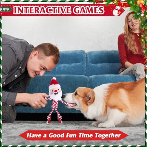 PUPTECK Christmas Dog Squeaky Chew Toys 3 Pack