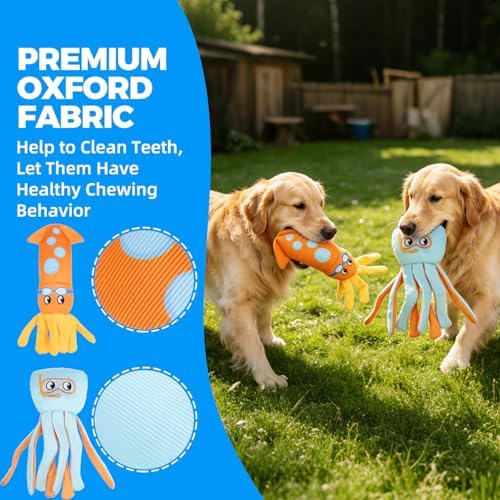 Mihachi Floating Dog Water Pool Toys 2 Pack for Swimming Pool, Interactive Crinkle Pet Puppy Chew Toys for Play and Training, Funny Dog Toy for Small Medium Large Breed, Octopus & Squid