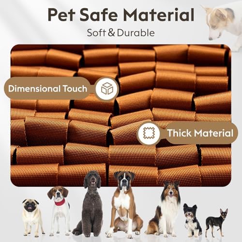FunFurry Snuffle Mat for Dogs, Dog Puzzle Mat, Interactive Dog Toys for Enrichment,Sniff Mats with Non-Slip Backing,Portable Design Easy to Store (Brown, 14" X 12"-Portable)