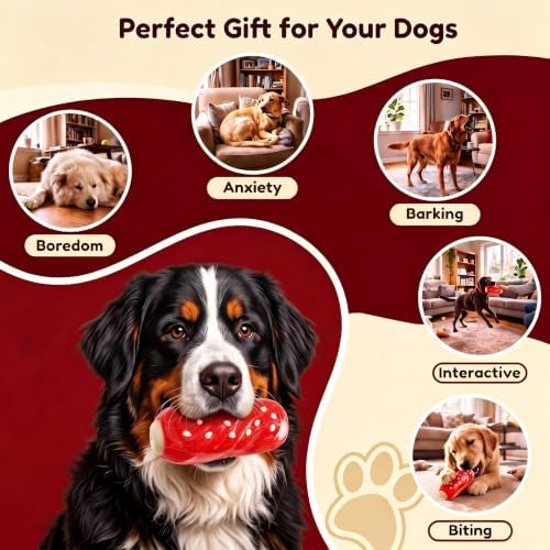 Squeaky Dog Chew Toys, Interactive Tough Indestructible Dog Toys for Aggressive Chewers, Medium to Large Dogs, Indoor & Outdoor Use