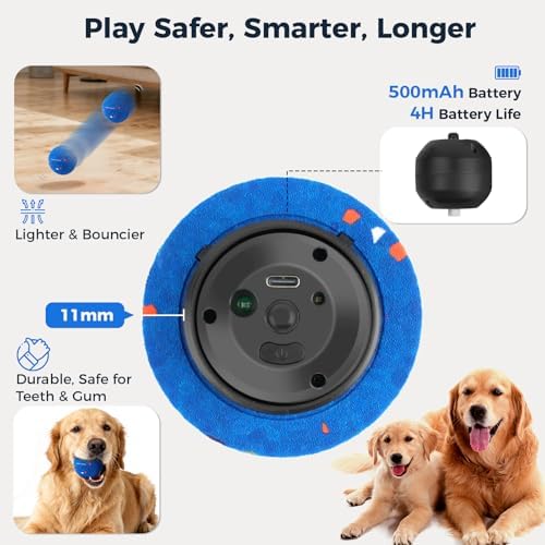 2-Pack Interactive Dog Toys, Smart Automatic Bouncing Vibrating Washable Dog Ball, Durable Pet-Safe E-TPU Material, Type-C Charging, Anti Boredom Dog Toys to Keep Them Busy for Medium & Large Dogs