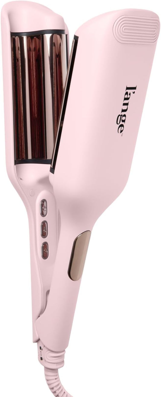 L'ANGE Hair SculptWaver Titanium Deep Wave Crimper | Modern Crimper for Easy, Uniform Waves & Sculpted Texture | Negative Ion Technology for Frizz-Free Shine & Smooth Hair (Blush - Large)