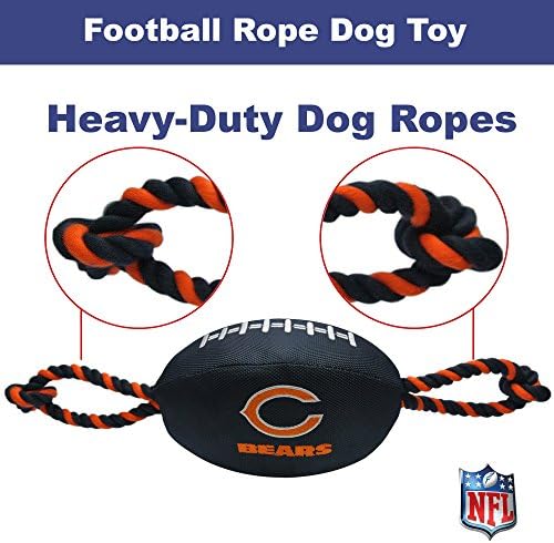 Pets First NFL Chicago Bears Football Dog Toy, Tough Quality Nylon Materials, Strong Pull Ropes, Inner Squeaker, NFL Team Color