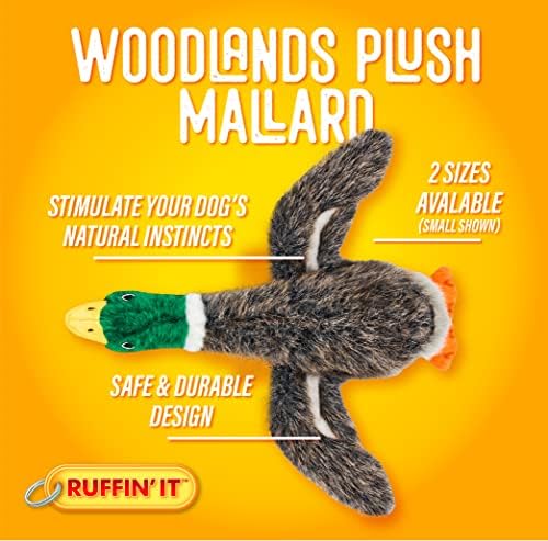 RUFFIN' IT Woodlands, Plush Mallard 8 in Squeaky Soft Stuffed, Dog Chew Toy