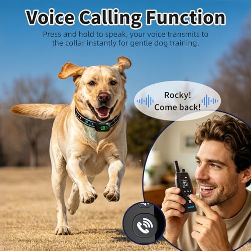 Dog Training Collar with Voice Call, 4900FT Long Range, 5 Modes - Beep/Vibration/Safe Shock/Flashlight, IP67 Waterproof, Rechargeable E-Collar for Small Medium Large Dogs 10-120lbs (Black)