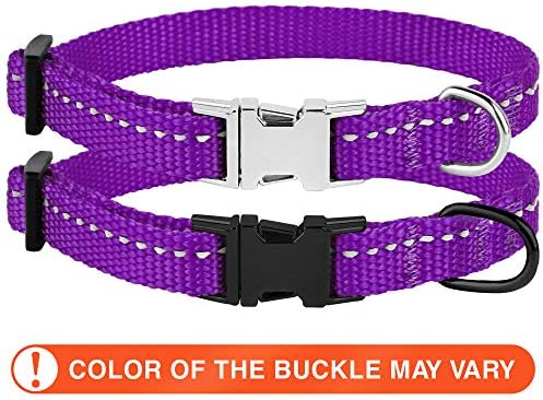 Reflective Dog Collar, Quick-Release Buckle (Purple, 7-11 Inch)