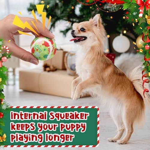 Sosation 60 Pack Christmas Squeaky Tennis Balls for Dogs, Dog Balls 2.0" Interactive Fetch Toy Non-Toxic Durable Outdoor Small Puppy Chew Toys for Teething Training Exercise Playing Throwing
