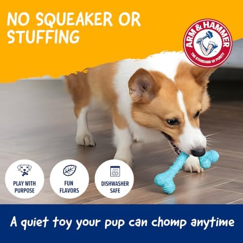 Arm & Hammer Nubbies T-Bone Dental Dog Chew Toy, Peanut Butter, 24-Pk