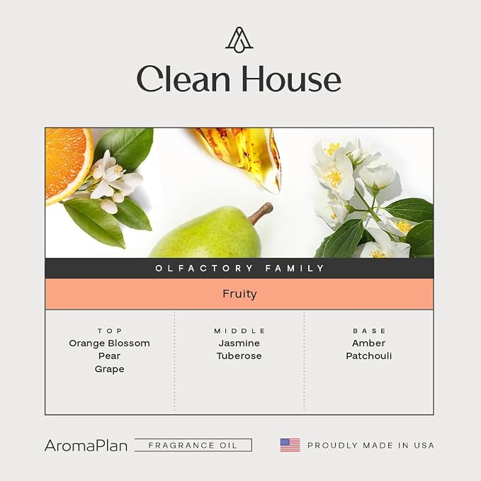 AromaPlan Scents, Clean Smelling Essential Oils, Clean House (16 Fl Oz /473ml)-Fresh Scent Essential Oil for Diffuser, USA Fragrance, Bigger Bottle, Bolder Aroma & Longer Lasting