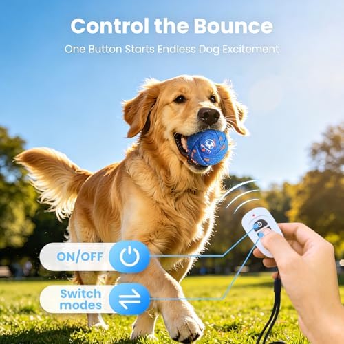 Smart Interactive Dog Toys - Auto Bouncing & Rolling Ball, 3 Interactive Modes, Chew-Resistant E-TPU Material, IPX7 Waterproof, Smart Chase Pet Toy Ball for Medium and Large Dogs - Blue