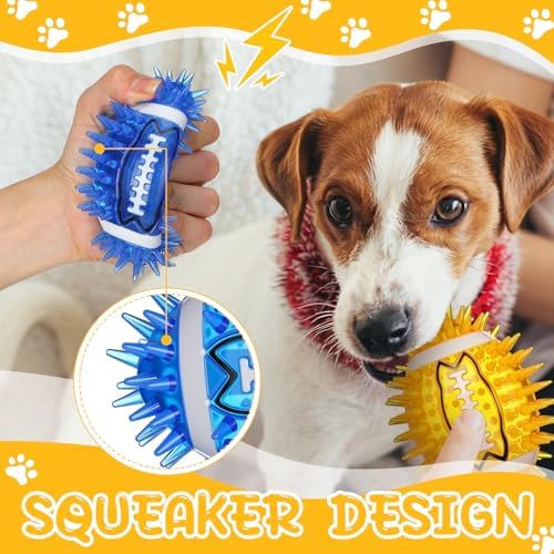 Gemscream 6 Pcs 4.7'' Spiky Squeaker Football Dog Toy Balls for Teething