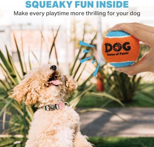 AMA SPORT Squeaky Tennis Balls for Dogs 2.0" Small Dog Tennis Balls for Throwing and Fetching Dog Toys for Training, Exercise, High Bouncing 12 Pack (Multicolor A)