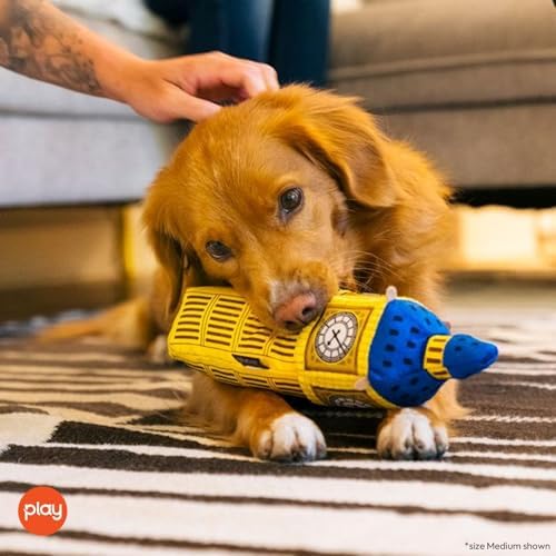 P.L.A.Y. PET LIFESTYLE AND YOU P.L.A.Y. Cute Plush Dog Toys - Totally Touristy Landmark Themed Durable Squeaker Chew Toy, Great for Puppies Dogs - Machine Washable (Big Ben, Medium)