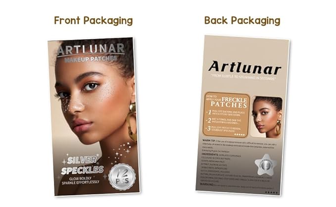 Artlunar 12Pcs Christmas Silver Sparkle Makeup Patches - Body Glitter Stickers for Face and Body, Perfect for Festivals and Parties (Silver),Christmas Makeup Gifts for Women and Girl.