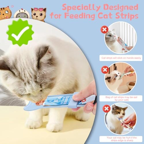2 Pcs Cat Strip Feeders, Strip Squeeze Spoon for Wet Food Liquid Snack