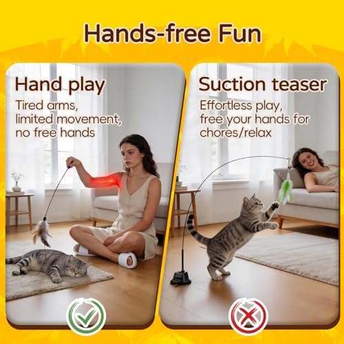 Interactive Cat Toys for Indoor Cats, Feather Wand