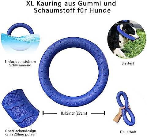 Blue Indestructible Dog Toys for Aggressive Chewers Flying Discs for Medium/Large Breeds Dog Training Ring,