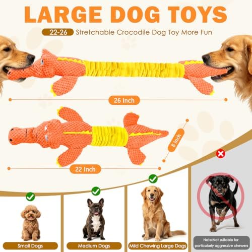 WOWBALA Crocodile Squeaky Dog Toys for Puppy, Small and Medium Breed