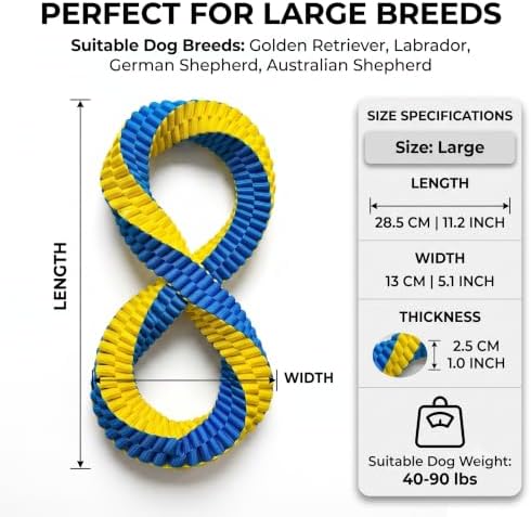 Dog Tug Toy, Interactive Rope Toy for Fetch & Tug, Figure 8 Design，Large
