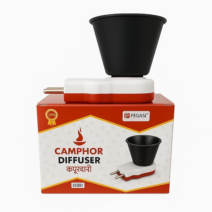 Electric Wooden Camphor Burner & Essential Oil Diffuser | Kapoor Dani for Pooja, Havan, Meditation | Fragrance Diffuser & Kappor Stand for Home & Office Use (Black)