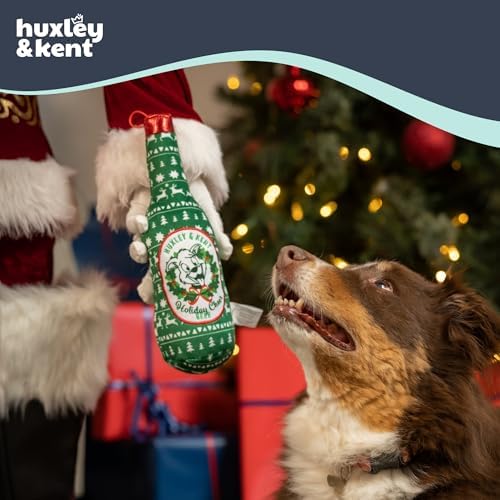 Huxley & Kent for Dogs | Holiday Cheer Beer (Large) | Holiday Christmas Power Plush Dog Toy with Squeaker | Funny Dog Gift | Fun, Durable, and Safe | H&K Squeaky Dog Toys