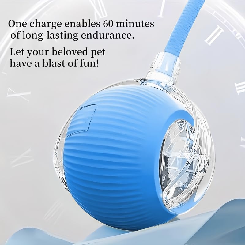 Nicoybore pet toy ball, USB charging, automatic standby, made of durable materials, providing interactive entertainment for cats and dogs. Luminous sphere attracts pets to chase after (1, blue)