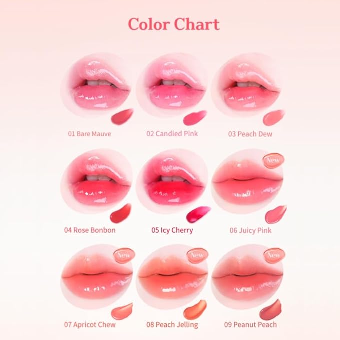 MQNY(MACQUEEN NEWYORK Dewy Water Glow Lip Tint 3.5g 9colors (#09 Peanut Peach, Peach Beige)